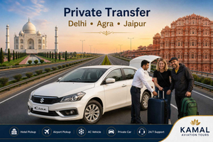 Private One way Transfer : Delhi ⇄ Agra ⇄ Jaipur with Stops