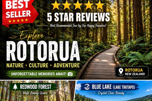 De Auckland: Viagem de um dia aos Lagos de Rotorua, Sequoias e Geotermal
