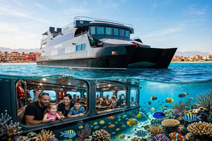 Hurghada: Luxury Catamaran, Semi-Submarine, Island and Sunset