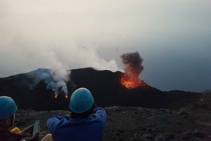 Trekking to the craters of Stromboli at sunset