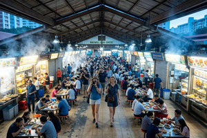 Guidet madrundtur på Maxwell Food Centre med hawker-mad