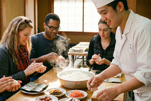 Asakusa: Onigiri Morning Cooking Class with Sushi chef