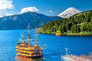 Fujibjerget og Hakone med svævebane og krydstogt på Ashi-søen