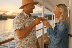 Tweed River: Sunset Cruise with Live Music and Grazing Box