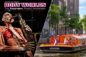 Amsterdam - utställning Body Worlds-utställning och kanalrunda