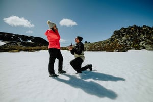 Ainutlaatuinen kosinta helikopterilla ja malja Ushuaia