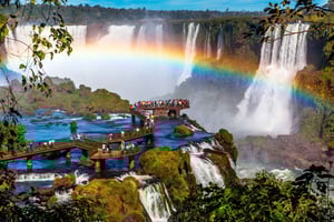 Fra Puerto Iguazu: Argentina og Brasils sider av Iguazu Falls