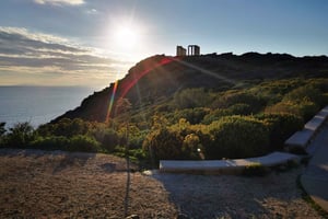 Atenas: Templo de Poseidon em Sounio ao pôr do sol na Riviera Ateniense