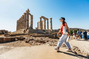 Cabo Sounion com Guia Oficial do Templo de Poseidon