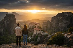 Depuis Athènes : excursion privée aux Météores et aux Thermopyles en chinois
