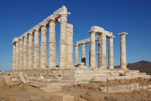 Zachód słońca na przylądku Sounio