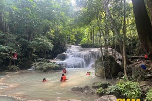 Erawan Waterfall, River Kwai & Railway Tour : From Bangkok
