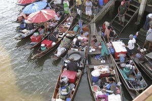 Floating Market Dagsutflykt med cykel från Bangkok