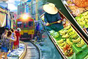 Mercato galleggiante con auto privata: Damnoen Saduak + Amphawa + Altro