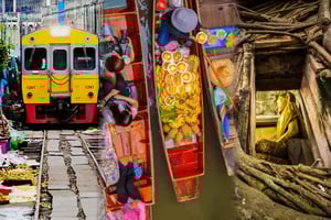 プライベートダムヌン・サドゥアク水上マーケット、鉄道、ワット＆その他