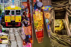 Privato: Mercato galleggiante di Damnoen Saduak, ferrovia, Wat e altro ancora