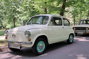 Tito Museum and Avala mountain with retro car
