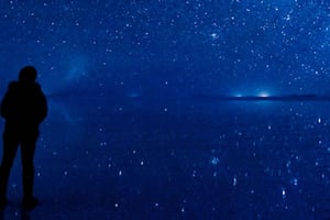 Fra Uyuni: Salar de Uyuni stjernekiggeri og solnedgang/daggry