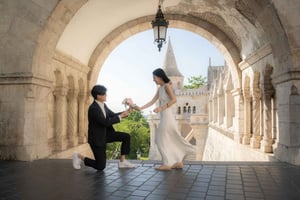 Budapest: Proposal Photos at enchanting Fisherman's Bastion