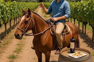 Passeggiata a cavallo nella Viña Thompson Wineries con degustazione e abbinamenti