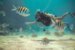 Tauchen für Anfänger zwischen Korallen und Statuen in San Andrés