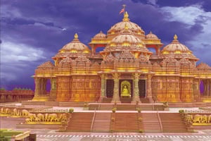 Delhi: Akshardham-tempel en muzikale fonteinshow