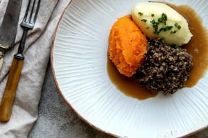 Haggis combinados com uísque e gins na destilaria 56 North!
