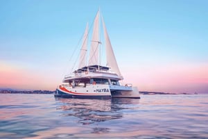 Marina Baie des Anges: Zachód słońca na morzu na katamaranie Maxi