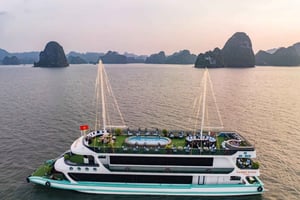 Ha Long-bugten: Dagsudflugt med 5-stjernet krydstogt, kajakroning og svømning