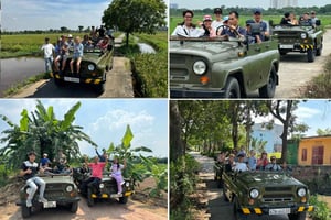 Halvdagstur i jeep på landet ved Hanoi