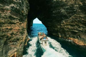 Expédition en zodiac sur la côte de Nā Pali, dans les grottes marines, à Kauai