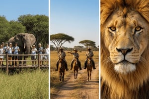 ヨハネスブルグ象と乗馬とライオンのサファリツアー