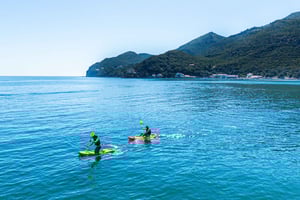 Lisbon: Arrábida Kayak & Wild Beach Snorkeling Pickup Option