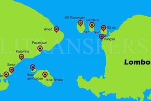 Båt mellom Gili Island og Lombok (mellom øyene)