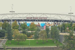 Londen: West Ham United-voetbalwedstrijd in het London Stadium