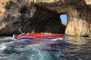 Sliema: Lancha para as cavernas de Comino e a Lagoa Azul com mergulho