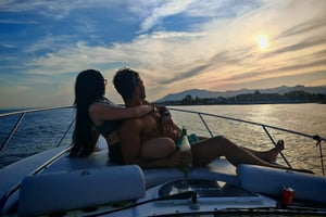 Marbella: Sunset on a Shared Yacht with Cava and Strawberries