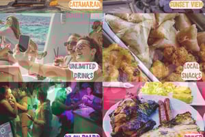 Mauricio: crucero al atardecer en catamarán con comida, bebidas y DJ