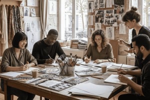 Pariisi: muotiluonnostelutyöpaja taiteilijan ateljeessa