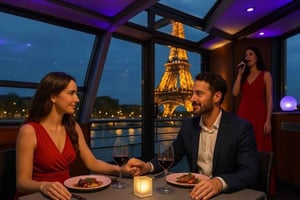 Paris: Middagscruise på elven Seine med levende musikk