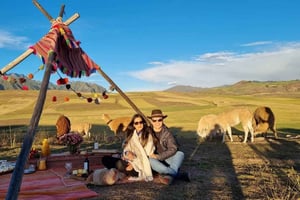 Cusco: Privat picnic med udsigt over Den Hellige Dal, lamaer og Maras & Moray