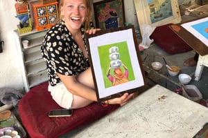 Clase de pintura miniatura tradicional en Udaipur, Rajastán