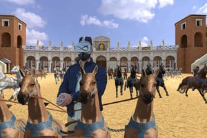 Rzym: gra w wirtualnej rzeczywistości w Circus Maximus w pobliżu Koloseum