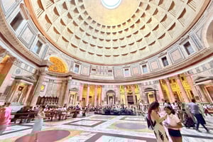 Roma: Inngang til Pantheon med vert og interaktiv app