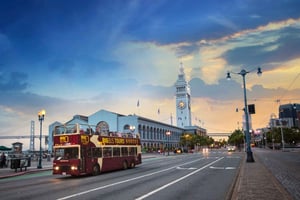 San Francisco: Sightseeingtur i solnedgangen med åpen buss