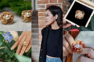 Xangai: fabricação de joias de tecelagem de bambu (broche/anel/anel)