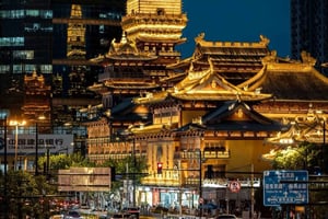 Shanghai: Billet til Jing'an-templet (guide valgfrit)
