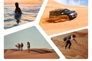 Safari por el desierto de Doha: Sandboarding, paseo en camello y diversión nadando