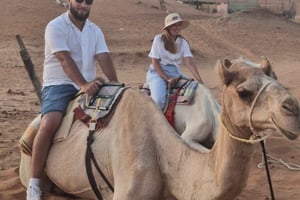 Muscat: kamelenrit in de Bidiya-woestijn bij zonsondergang met transfer