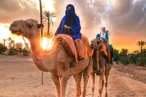 Przejażdżka na wielbłądzie w palmiarni w Marrakeszu